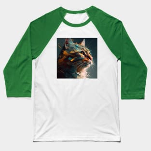 Shattering Cat Design Baseball T-Shirt